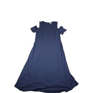Isaac Mizrahi Live Navy Blue‎ Cold Shoulder Maxi Dress Women's Petite Size Small